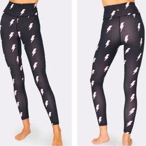 Spiritual Gangster leggings black w/ pink lightning ⚡️
